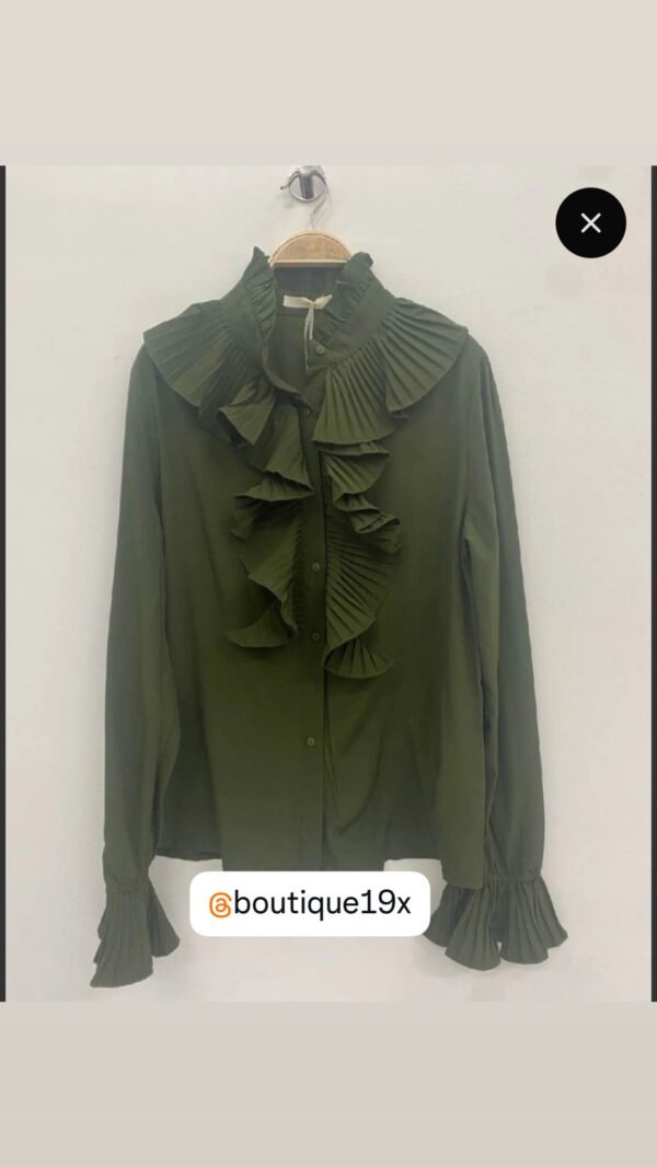 Ruffle shirt khaki