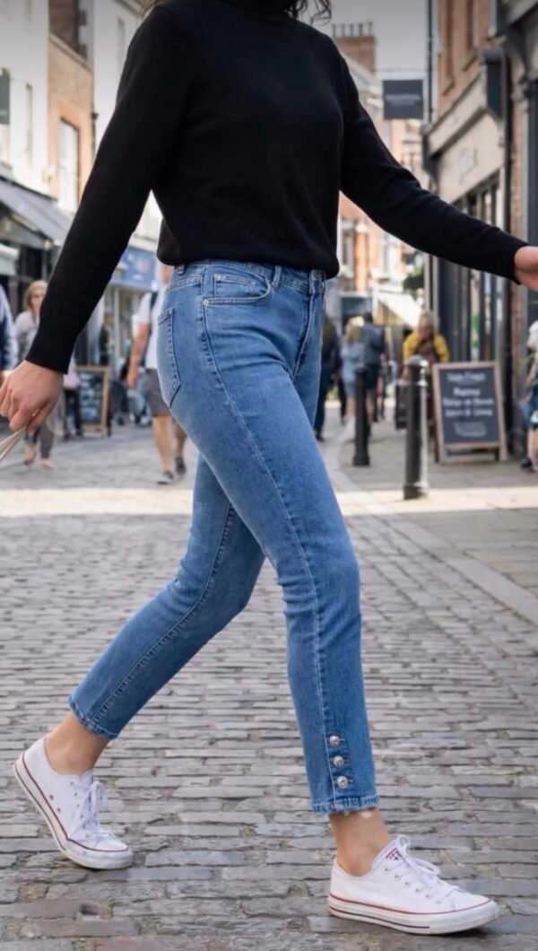 SLIM FIT SILVER STUD ANKLE GRAZER