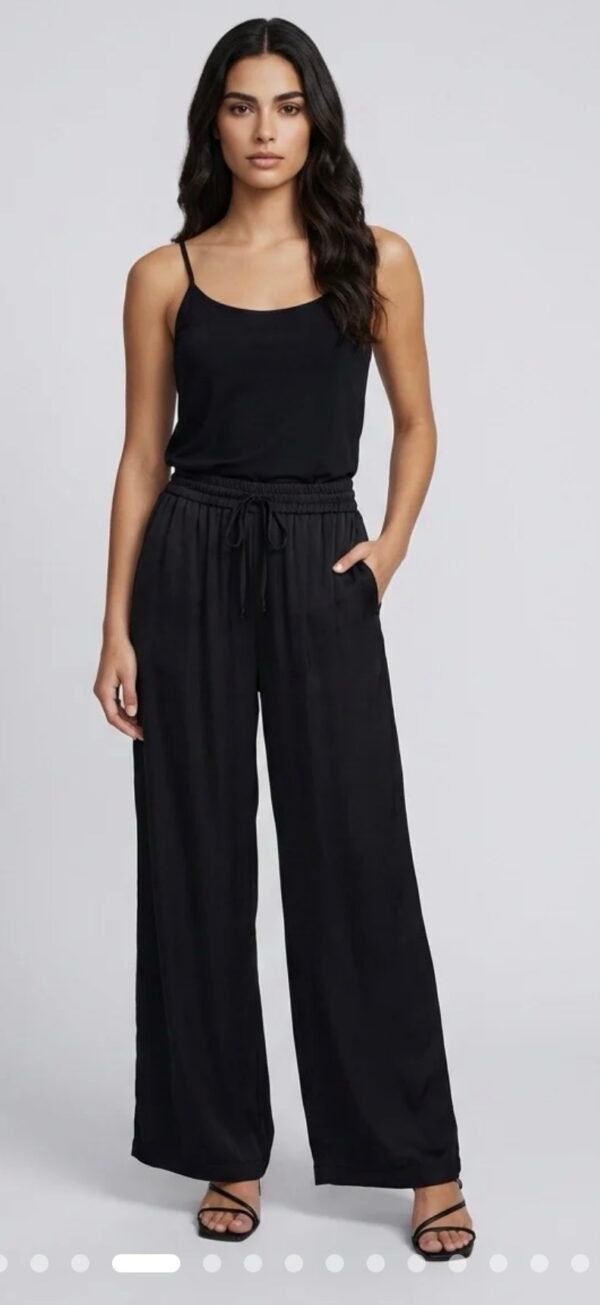 Satin wide leg trouser