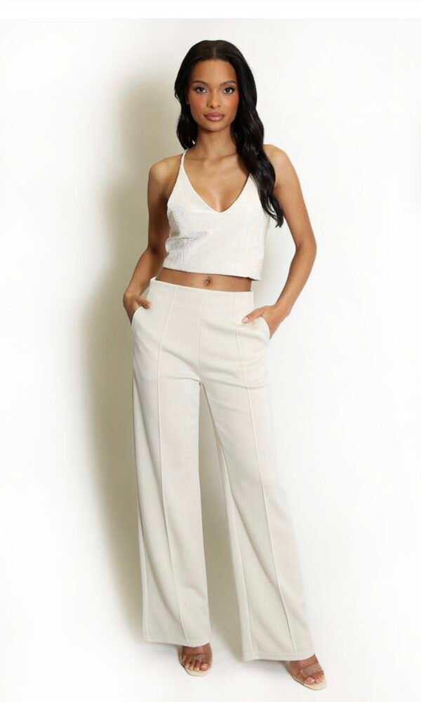 High waist wide leg trouser