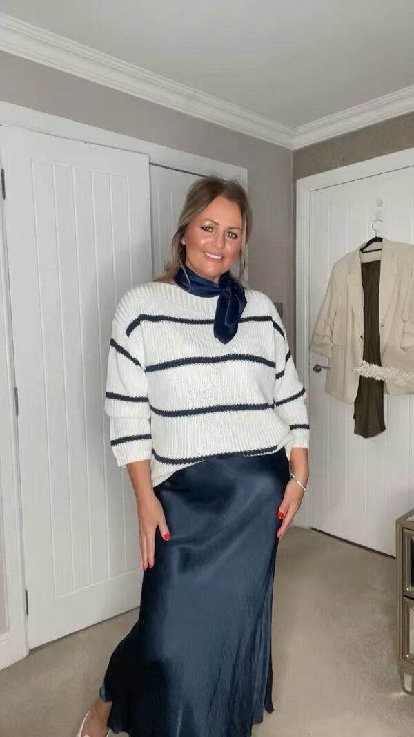 White & navy jumper