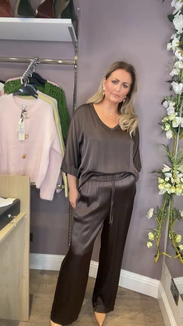 Satin v neck top