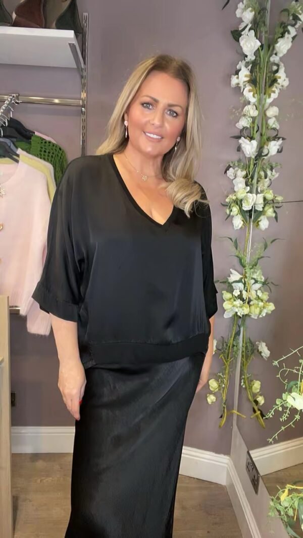 Satin v neck top