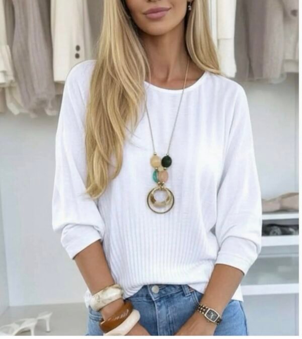 Talisa Lightweight Pleated Necklace Top-Ivory/white