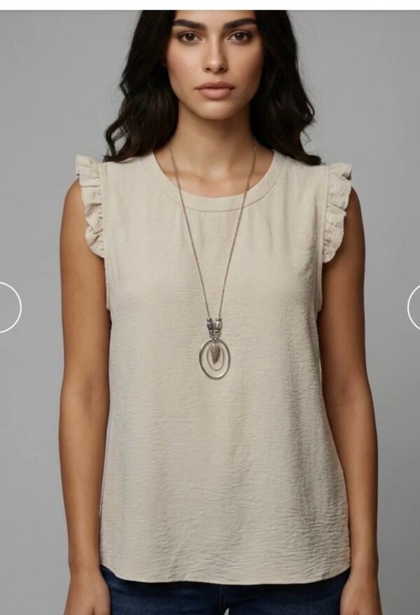 Frill cap sleeve necklace top