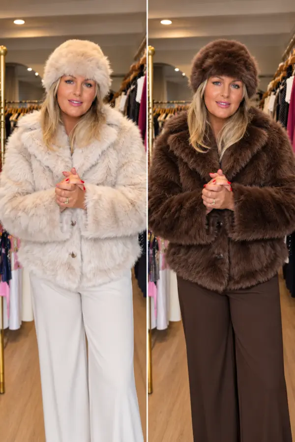 Reversible faux fur chocolate