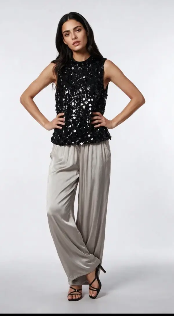 Glam Sequin Mock Neck Top